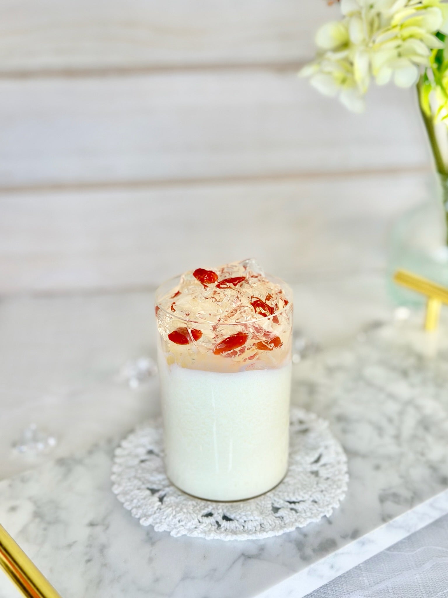 Kanten jelly almond milk pudding