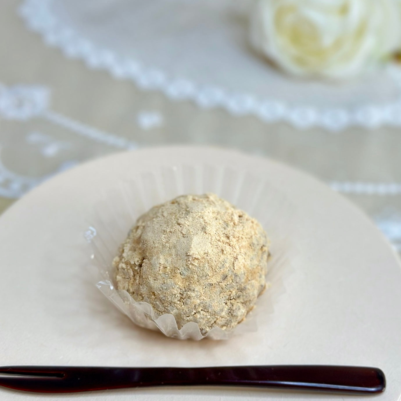 Ohagi product soybean outside and red bean paste inside