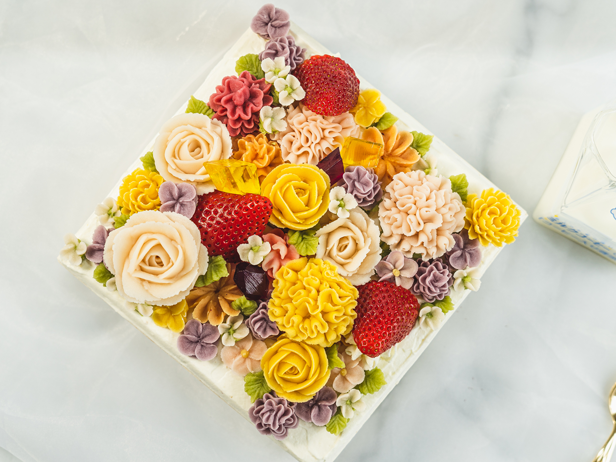 Whole cake square full flower 6inch 8inch